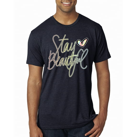 Stay Beautiful Positivity Quote Saying Pop Culture Mens Premium Tri Blend T-Shirt, Vintage Navy, Small