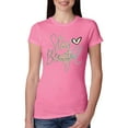 thumbnail image 1 of Stay Beautiful Positivity Quote Saying Pop Culture Womens Slim Fit Junior Tee, Hot Pink, Medium, 1 of 3