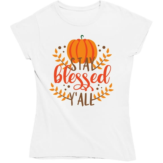 Stay Blessed Y'all with Pumpkins and Leaves Fall Autumn T-Shirt