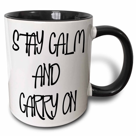 3drose, Stay Calm and Carry On, 11oz Two-tone Black Mug