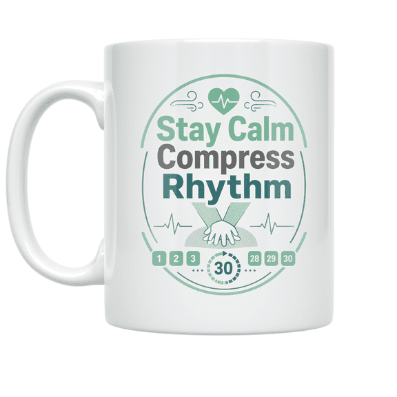 Stay Calm Compress Rhythm - CPR Enthusiast - 11 oz Ceramic Coffee Mug