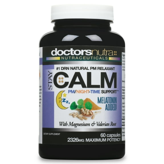 Stay Calm-PM Sleep All Natural Night-Time Anxiety Relief, Stress Support by Doctors Nutra Nutraceuticals - with Ashwagandha, Melatonin and More - Supporting a Peaceful Night - 30 Servings