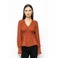 Stay Chic Peplum Style Nina Blouse (XS, Nutmeg)