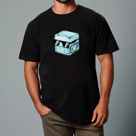 Stay Chill Ice Cool Fun Mood Frozen Style Graphic Comfort Color T-Shirt, for men & women, up to size 4XL
