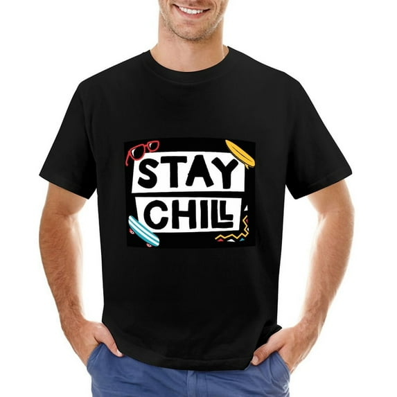 Stay Chill Vintage T-shirt Mens Cotton Classic Crewneck Short Sleeve Tees Unisex Black 5XL