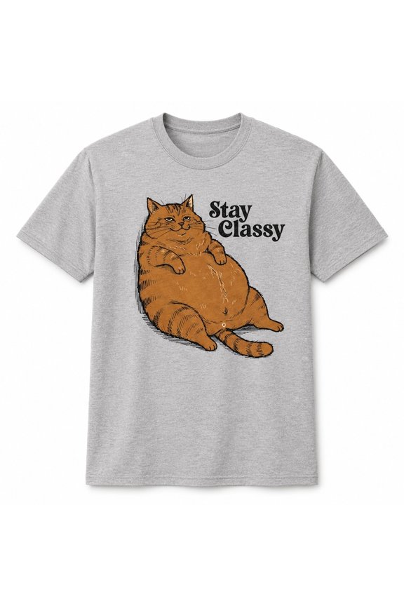 Stay Classy Cat Graphic T-Shirt, Funny Sarcastic Unisex Classic Fit Tee