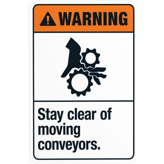 Stay Clear of Moving Conveyors Metal Warning Sign 8"x12", Security Safety Vintage, For Business Office Home Street Road Indoor Outdoor