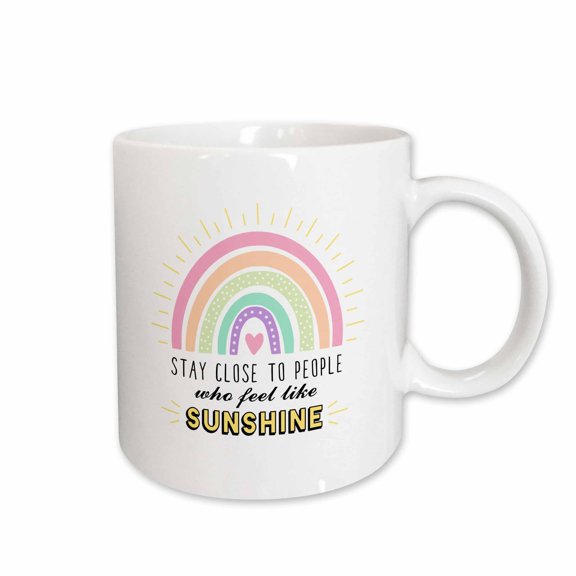 3drose, Stay Close to People Who Feel Like Sunshine - Cute Boho Rainbow, 15oz Mug