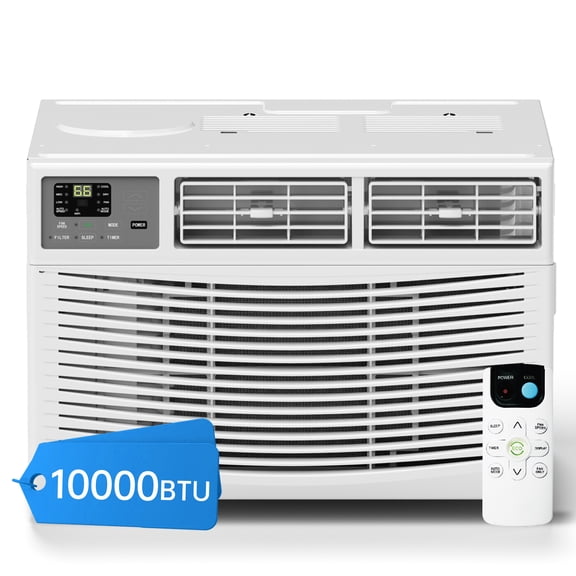 Stay Comfortable Year-Round 10000 BTU Intelligent Window AC (450 sq. ft.) with Remote, LED Screen, Dehumidifier & Fan Modes