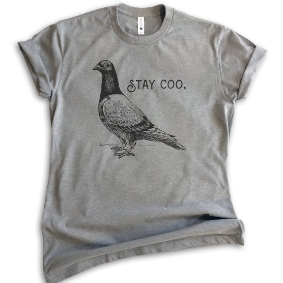 Stay Coo Shirt, Unisex Women's Men's Shirt, Funny Pidgeon Shirt, Cute Bird Saying, Cool Bird Shirt, Dark Heather Gray, XX-Large