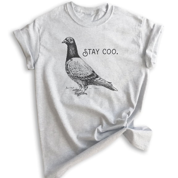 Stay Coo Shirt, Unisex Women's Men's Shirt, Funny Pidgeon Shirt, Cute Bird Saying, Cool Bird Shirt, Heather Ash, 3X-Large