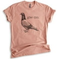 thumbnail image 1 of Stay Coo Shirt, Unisex Women's Men's Shirt, Funny Pidgeon Shirt, Cute Bird Saying, Cool Bird Shirt, Heather Sunset, Large, 1 of 6