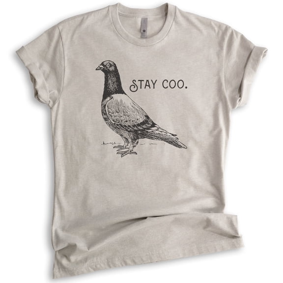Stay Coo Shirt, Unisex Women's Men's Shirt, Funny Pidgeon Shirt, Cute Bird Saying, Cool Bird Shirt, Light Silk Gray, Small