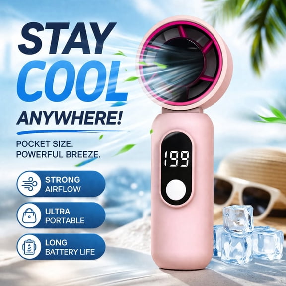 Stay Cool Anywhere! 199-Speed Handheld Fan – Ultra Powerful Mini Fan, Rechargeable, Pocket Size, Perfect for Travel & Summer Heat