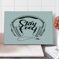 thumbnail image 1 of Stay Cool Cutting Board, Hand Written Looking Stay Cool Words Between Headphones Music Print, Decorative Tempered Glass Cutting and Serving Board, in 3 Sizes, by Ambesonne, 1 of 2