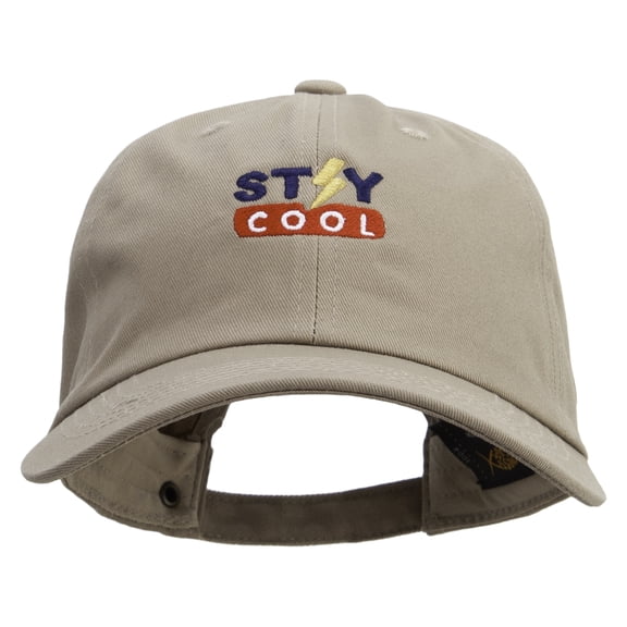 Stay Cool Embroidered Unstructured Cotton Twill Washed Cap - Khaki OSFM