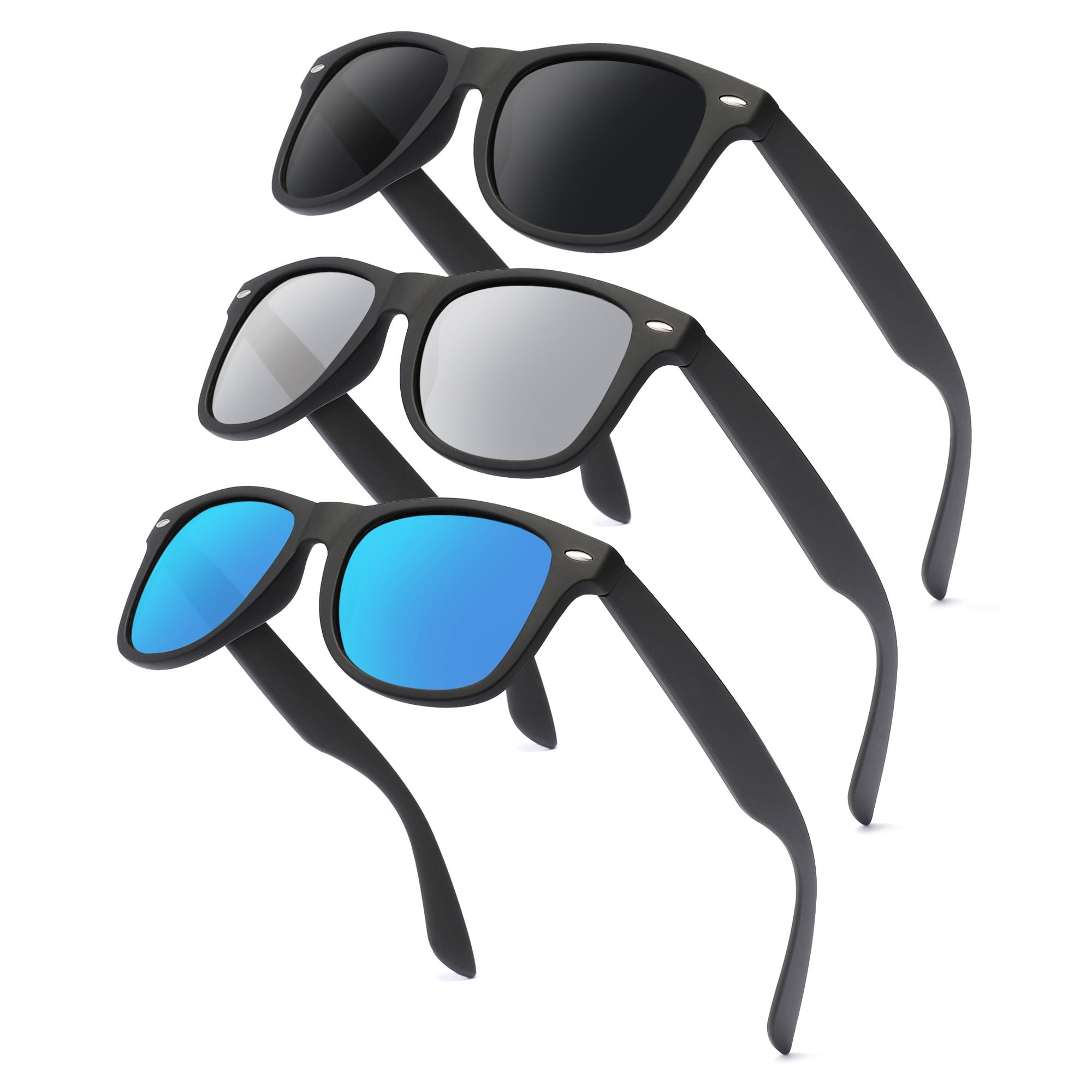 Carefully Square Sunglasses for Men and Women Sunglasses for Fishing Offering UV Protection (3 Pack)