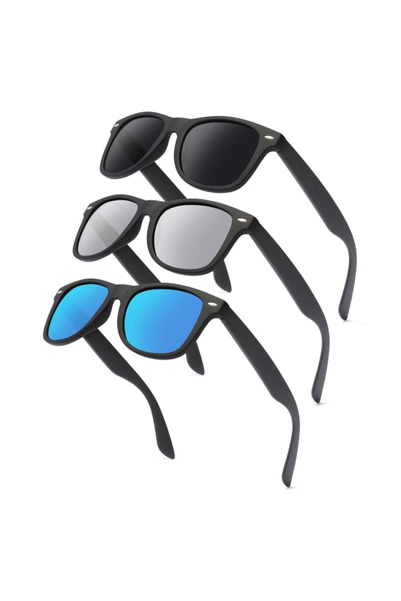 Square Sunglasses for Men and Women Sunglasses for Fishing Offering UV Protection (3 Pack)