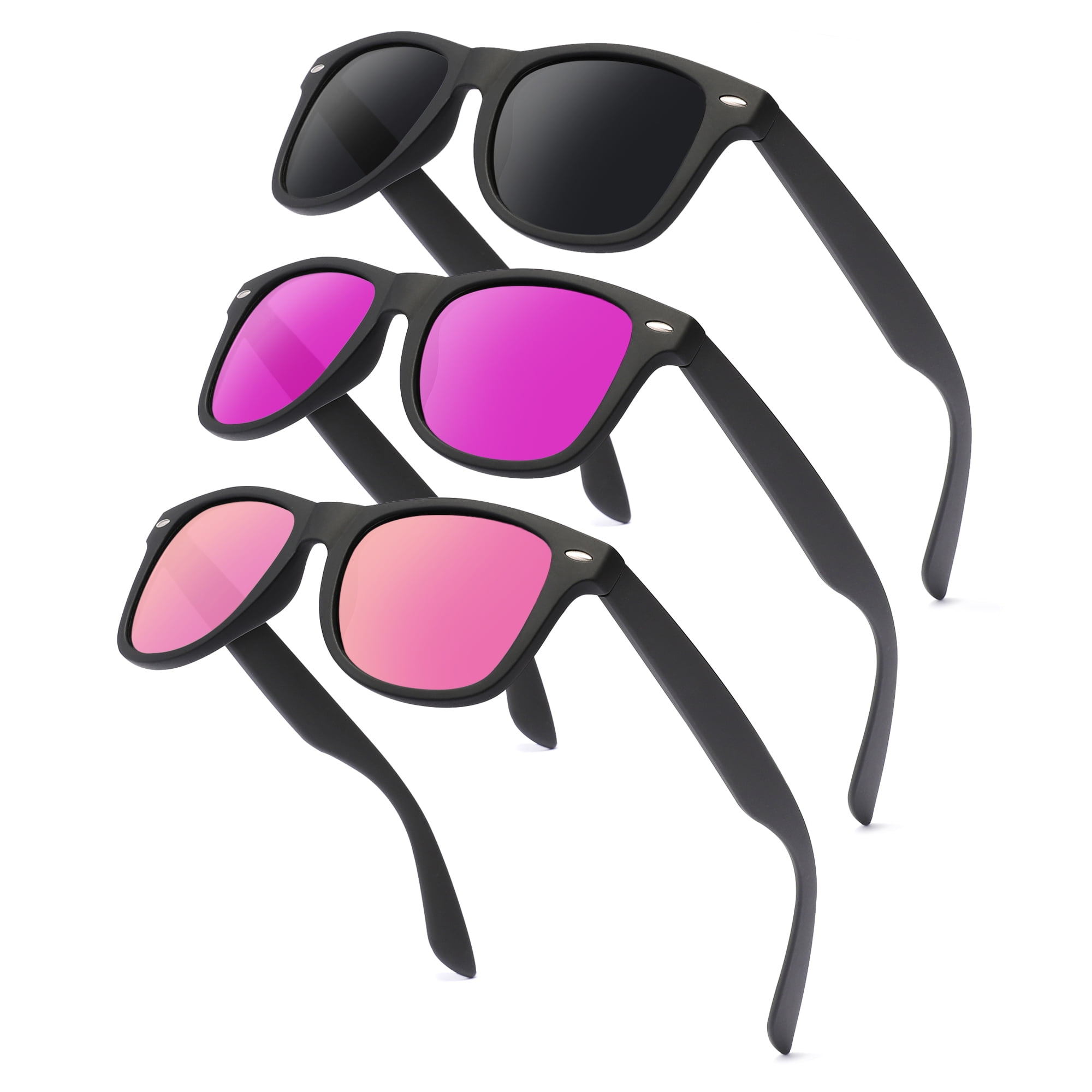 Carefully Square Sunglasses for Men and Women Sunglasses for Fishing Offering UV Protection (3 Pack)