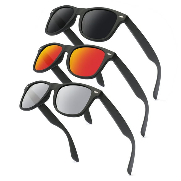 Carefully Square Sunglasses for Men and Women Sunglasses for Fishing Offering UV Protection (3 Pack)