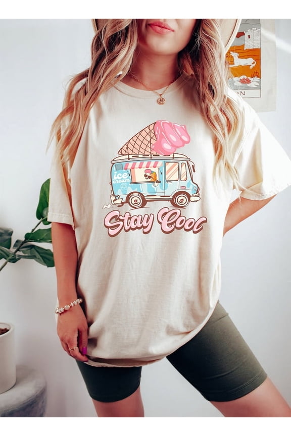 Stay Cool Shirt,Ice Cream Shirt,Summer Shirt Women,Retro Summer Shirt,Beach Shirt,Summer Vibes Shirt,Retro Vacation Tee,Ice Cream Gift