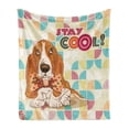 thumbnail image 1 of Stay Cool Soft Flannel Fleece Throw Blanket, Funny Basset Hound Dog with Tie Bow Hipster Colorful Background Print, Cozy Plush for Indoor and Outdoor Use, 50" x 60", Multicolor, by Ambesonne, 1 of 5