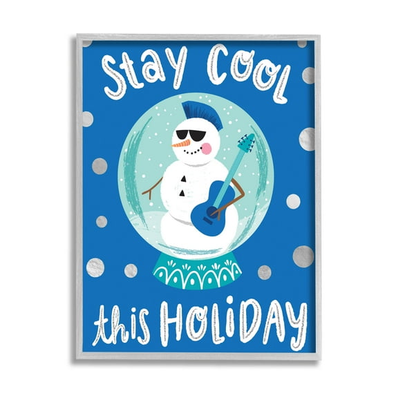 Stay Cool This Holiday Musician Snowman Holiday Graphic Art Gray Framed Art Print Wall Art