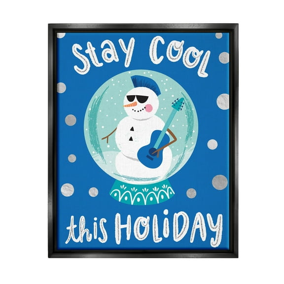 Stay Cool This Holiday Musician Snowman Holiday Graphic Art Jet Black Framed Art Print Wall Art
