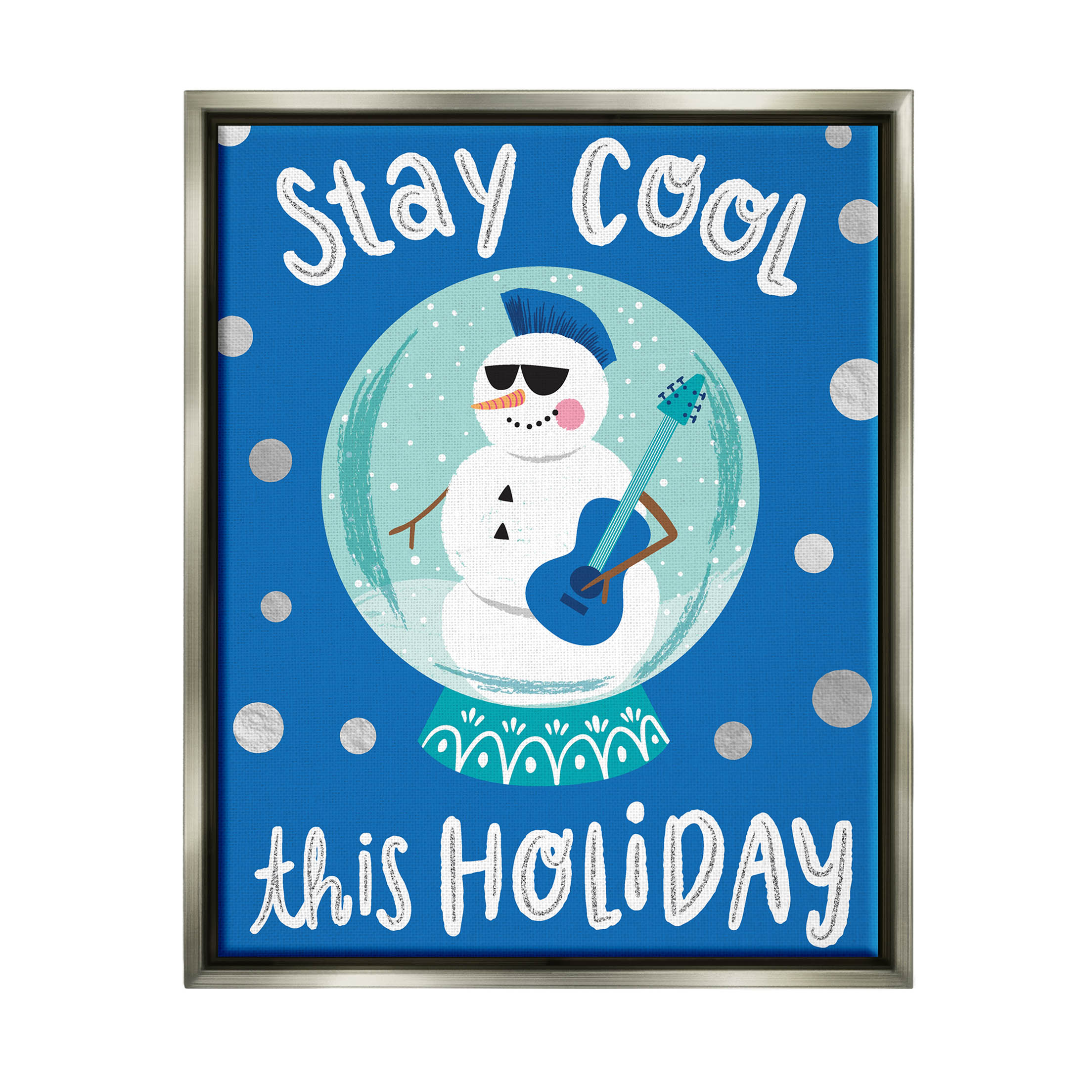 Stay Cool This Holiday Musician Snowman Holiday Graphic Art Luster Gray Framed Art Print Wall Art