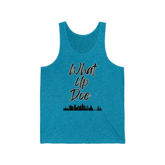 Stay Cool and Comfy In What Up Doe Unisex Jersey Tank Tops by Bougie Trash