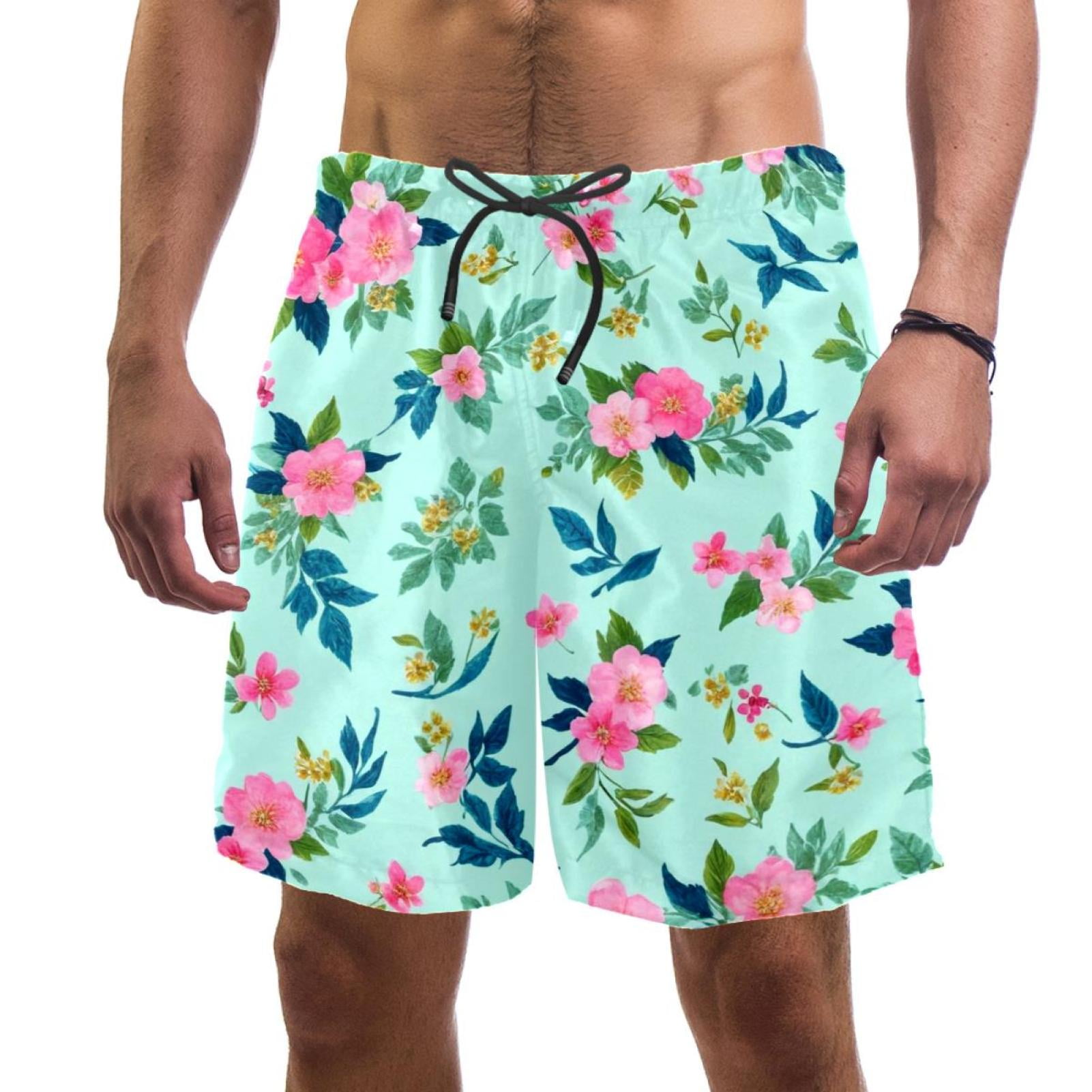 Stay Cool in Style: Men's Aesthetic Flower Beach Shorts Swim Trunks ...