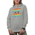 thumbnail image 1 of Stay Cool with Ice Cream, Rainbow Text, Heather Grey Hooded Sweatshirt or Hoodie, Medium, 1 of 5