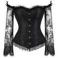 thumbnail image 1 of Stay Corset Tops for Women with Sleeves Renaissance Corset Plus Size L Black, 1 of 6