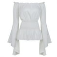thumbnail image 1 of Stay Corset Womens Long Sleeve Blouses off Shoulder Tops Renaissance Pirate Shirt Peasant Blouses White Shirt Size 2XL, 1 of 5