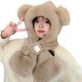thumbnail image 1 of Stay Cozy All Winter with Our Bear Ear Knitted Hooded Scarf Set Super Soft Warm and Extra Thick for Cold Weather, 1 of 3
