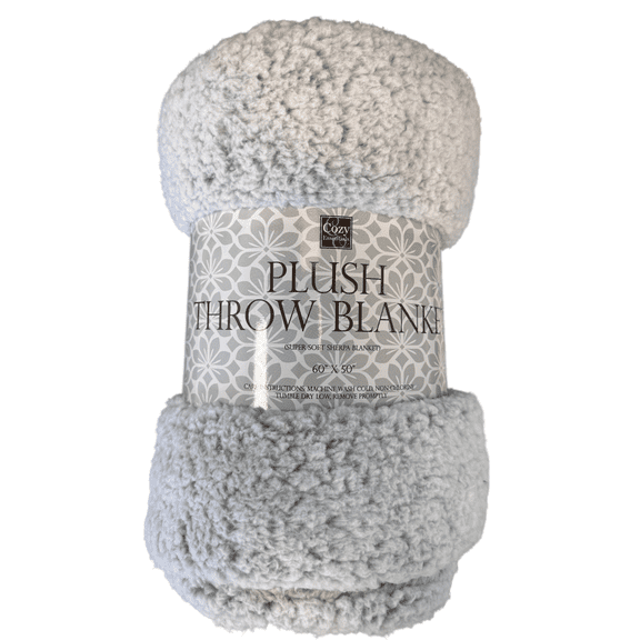 Stay Cozy with the Cotton Sherpa Throw Blanket – Soft, Fluffy Material for Snuggling, Naps, Movie Nights, and Travel. Lightweight, 60" x 50", Perfect for Any Occasion, Light Grey