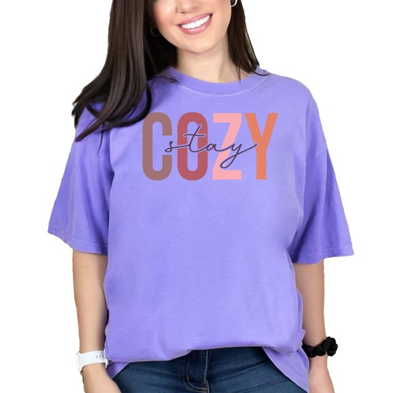 Stay Cozy, Fall or Autumn Merch, Violet Comfort Colors T-Shirt, XL