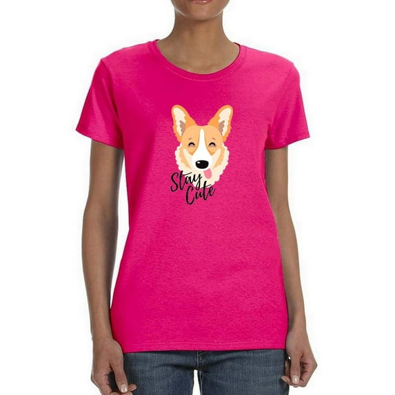 Stay Cute Happy Corgi T-Shirt Women -Image by Shutterstock, Female 5X-Large