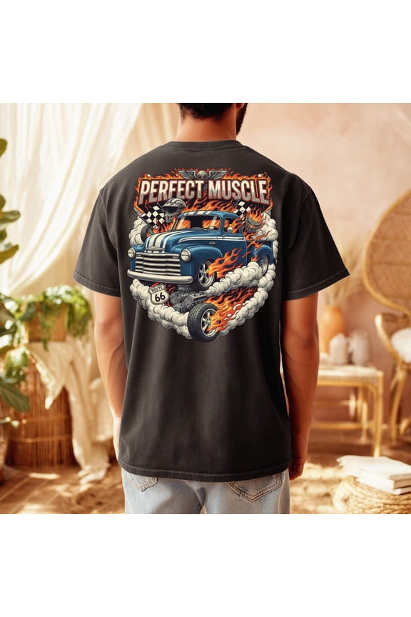 Perfect Muscle Vintage Hot Rod Truck Graphic Retro Classic American Truck Art Tee Comfort Colors Unisex Cotton T-Shirt, Sizes S-3XL