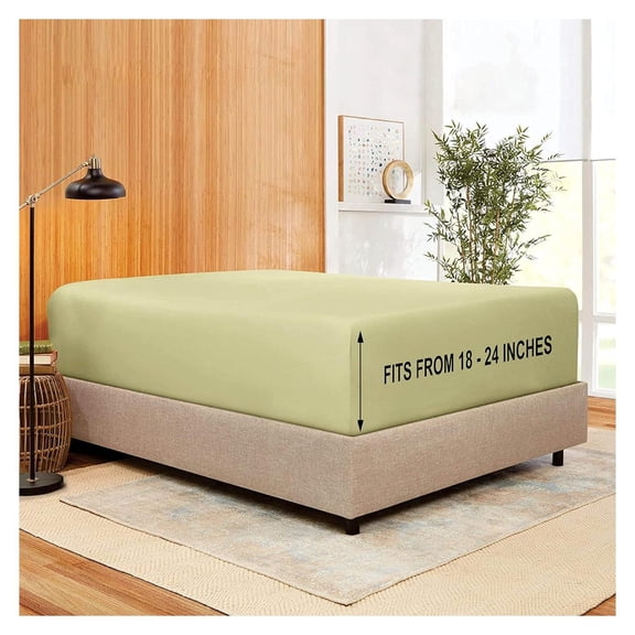 Stay Fitted Single Sheet, Fitted Sheet ! Stay Fit on Mattress with Elastic Straps at Corners, Extra Deep Pocket, Fits 18-24 Inch Mattress, Full – Sage Green