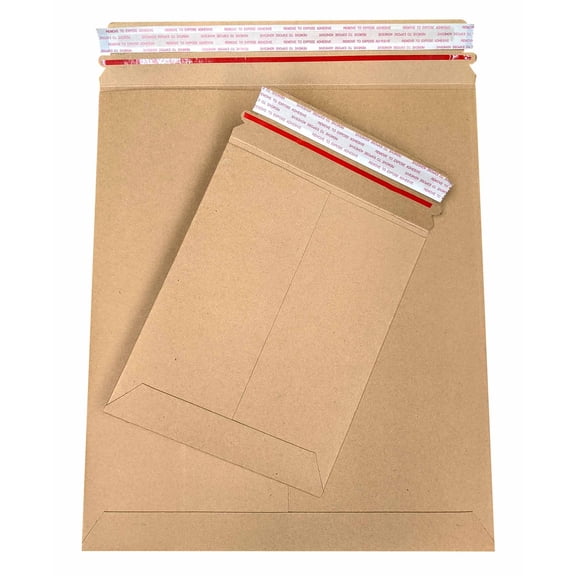 SSBM Kraft Rigid Mailers 12.75" x 15" 100 Pieces Mailer Sleeves for Shipping of Photos, Artwork, and Prints in Bulk