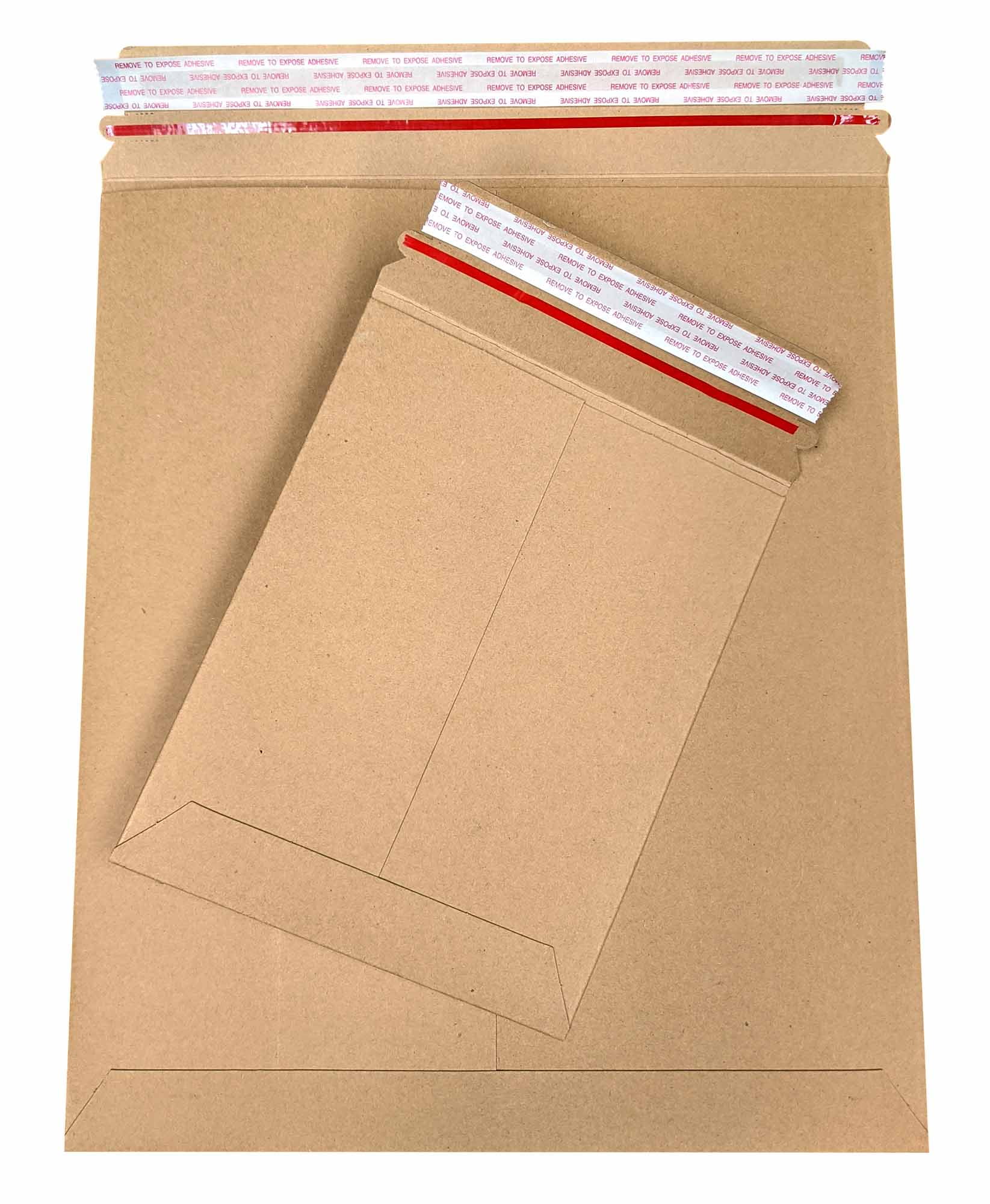 SSBM Rigid Brown Kraft Cardboard Mailers, 7" x 9" with Tear Strip Self Seal Shipping Mailing Envelopes 200 Count