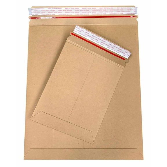 SSBM Rigid Brown Kraft Cardboard Mailers, 7" x 9" with Tear Strip Self Seal Shipping Mailing Envelopes 200 Count