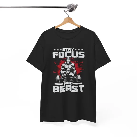 Stay Focus And Beast Gorilla Weightlifting Unisex T-Shirt, S-5XL
