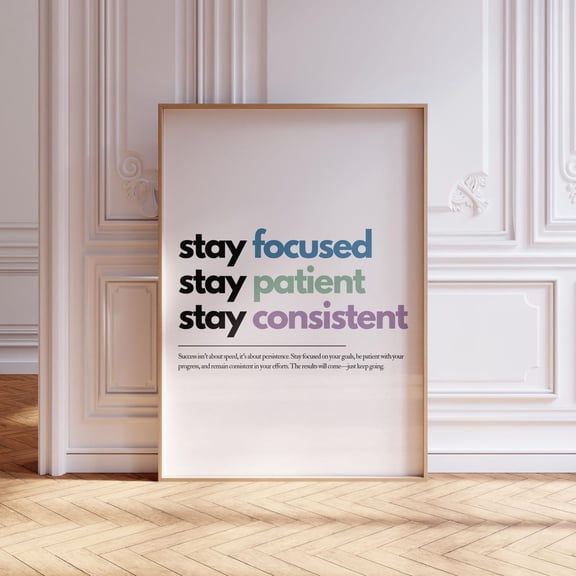 Stay Focused Inspirational Office Wall Art, Unframed Paper Print Size 24x36