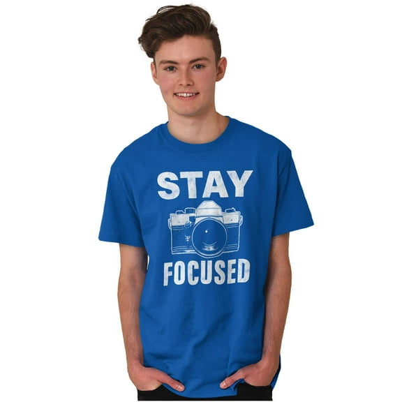 Stay Focused Photographer Camera Pun Men's Graphic T Shirt Tees Brisco Brands S