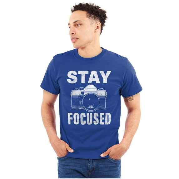 Stay Focused Photographer Camera Pun Plus Size Crewneck Graphic Tee Shirt Brisco Brands 5X