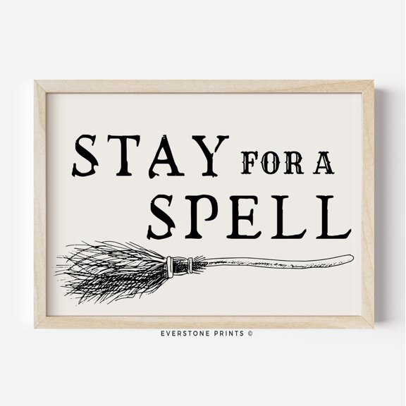 Stay For A Spell, Spooky Art, Retro Poster, Witchy Art, Decor Wall Art, Modern Wall Decor, 24x36 UNFRAMED