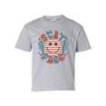 thumbnail image 1 of Stay Free Happy Face 4th of July American Youth Kids Children's T-shirt Graphic Tee Graphic Tee-Sports Grey-medium, 1 of 4
