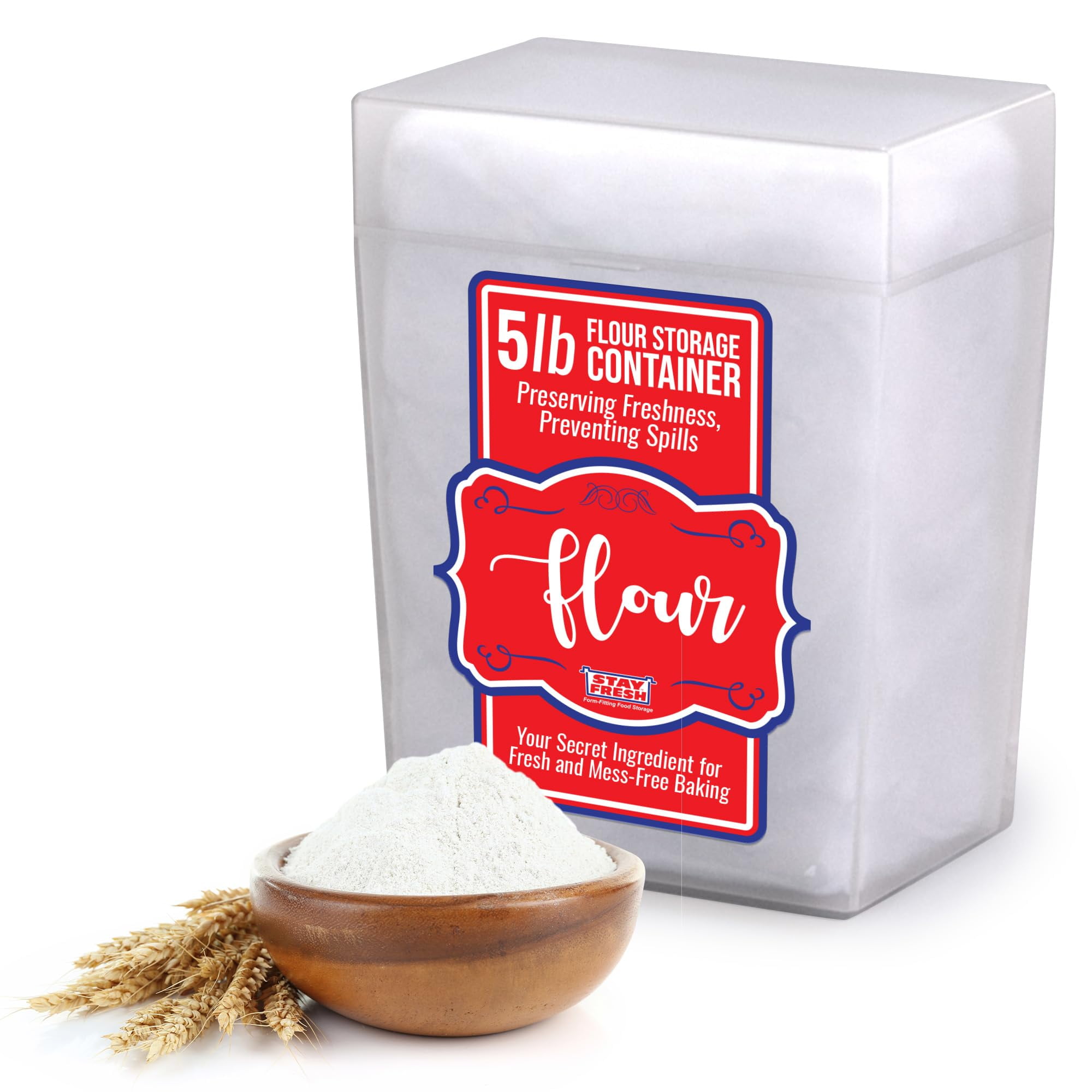 Stay Fresh Clear Flour Storage Container Plastic Flour Canister for Kitchen Pantry, Baking